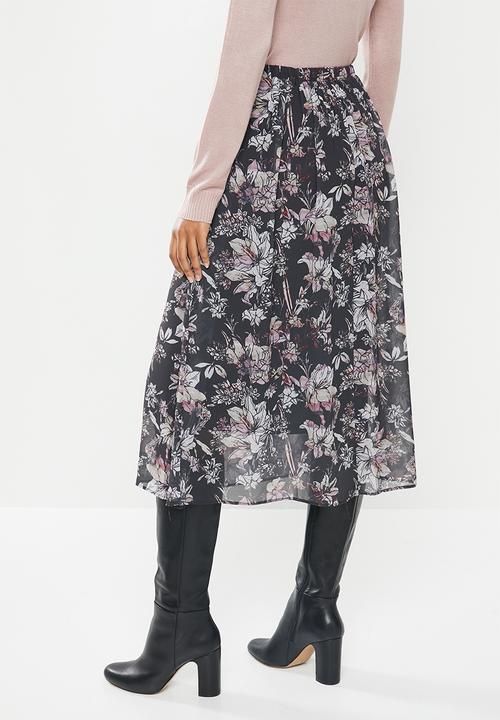 edit - Chiffon midi skirt - black