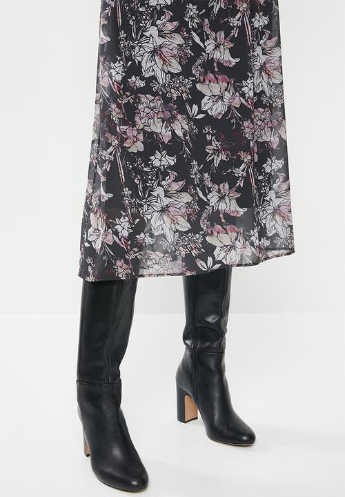 edit - Chiffon midi skirt - black