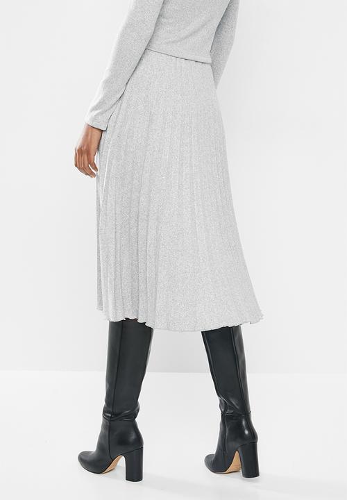 MILLA - Pleated knit skirt - grey