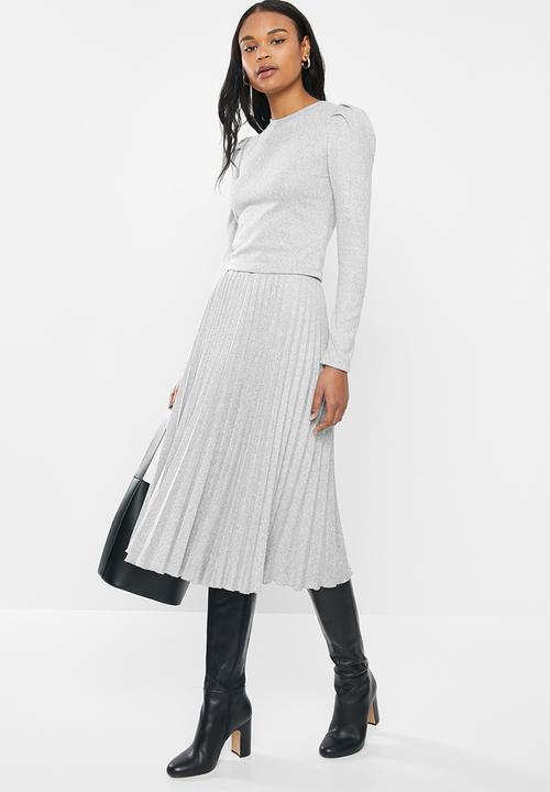 MILLA - Pleated knit skirt - grey