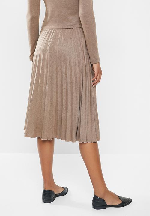MILLA - Pleated knit skirt - brown
