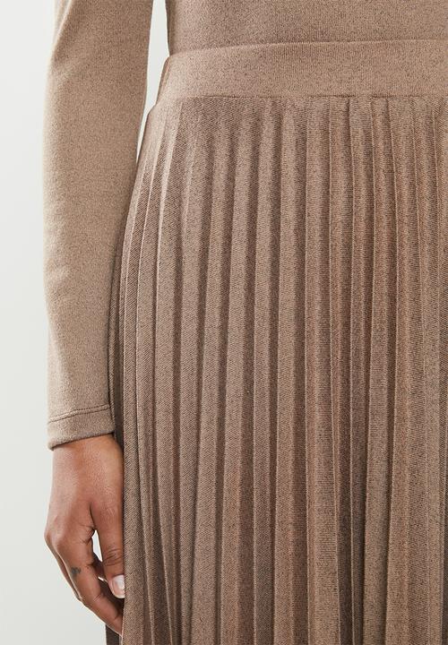 MILLA - Pleated knit skirt - brown