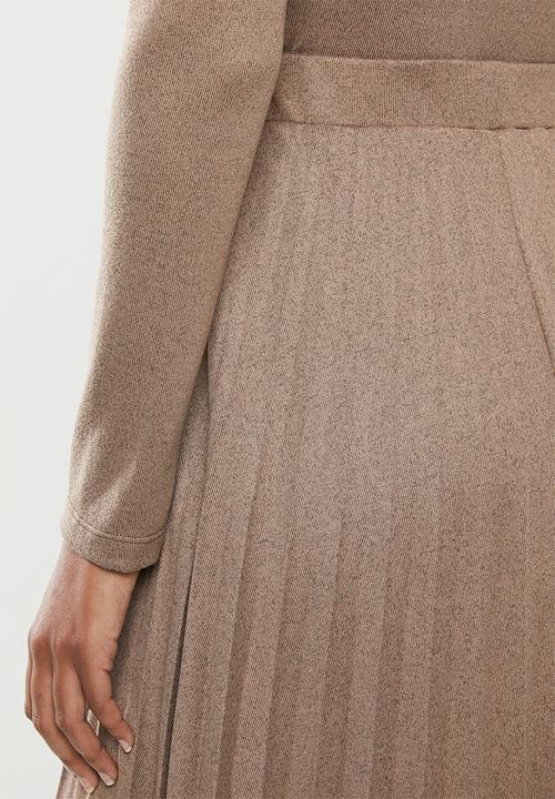 MILLA - Pleated knit skirt - brown