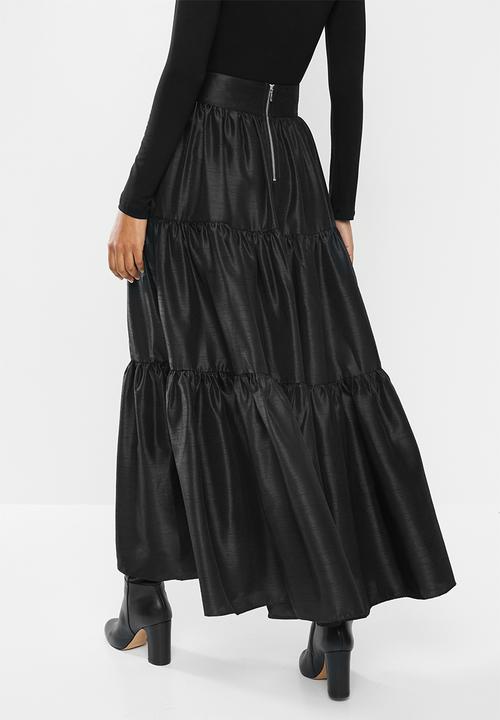 MILLA - Tiered maxi skirt - black