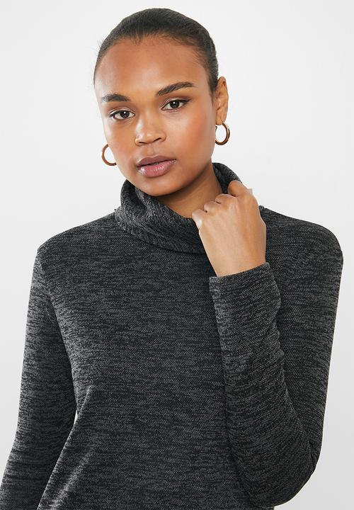edit - Cowl neck fit & flare dress - black