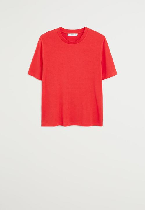 MANGO - T-shirt ribor - red