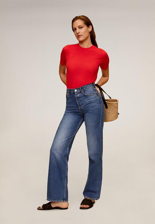 MANGO - T-shirt ribor - red