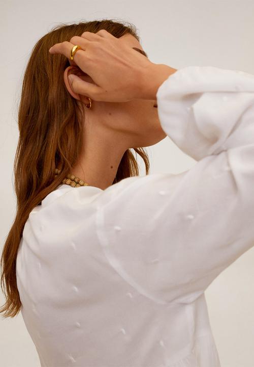 MANGO - Blouse feather - white