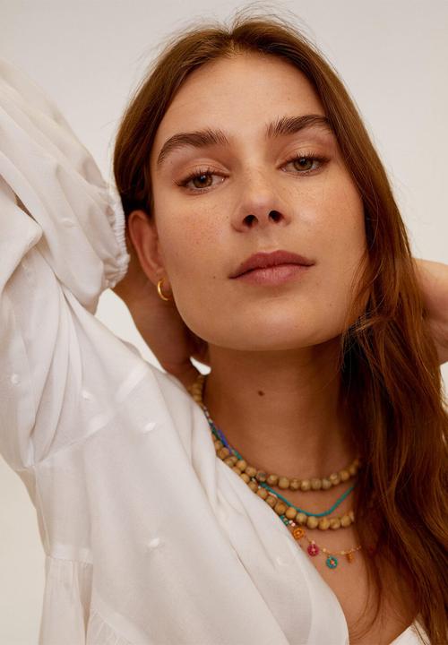MANGO - Blouse feather - white