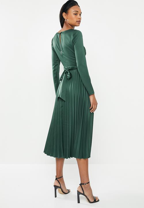 MILLA - Pleated wrap midi dress - green