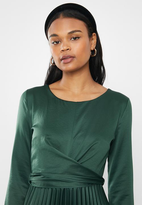 MILLA - Pleated wrap midi dress - green