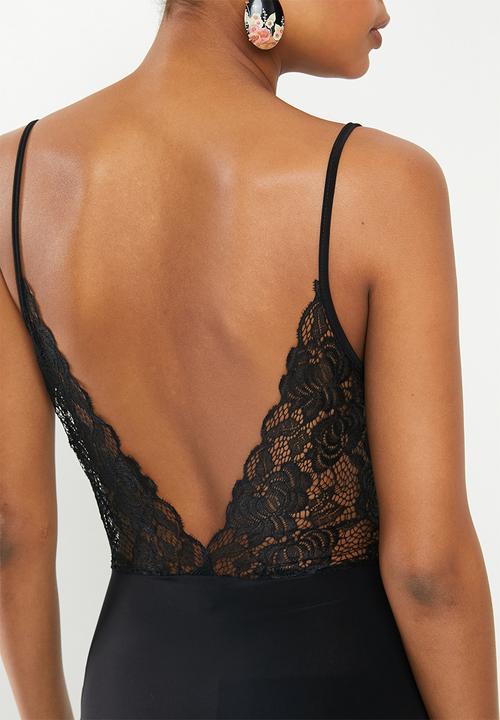 Missguided - Slinky lace back midi dress - black