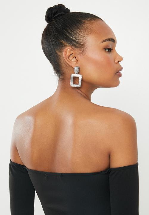 Missguided - Bardot V-bar bodycon dress - black
