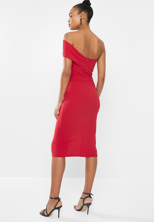 Missguided - One shoulder midi dress - red