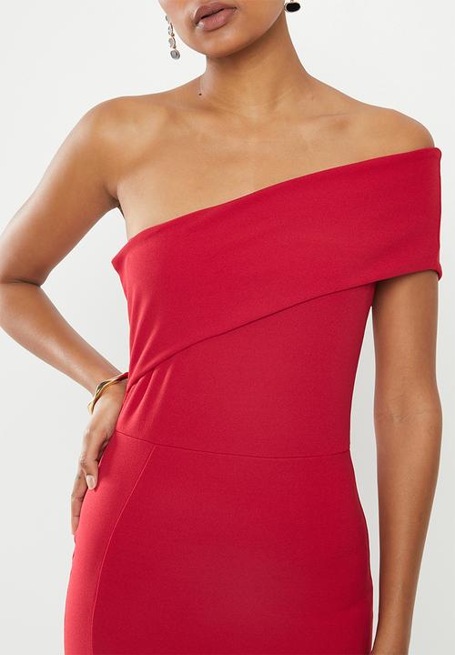Missguided - One shoulder midi dress - red