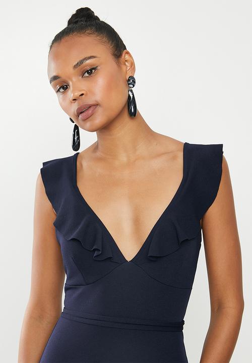 Missguided - Frill maxi dress - navy