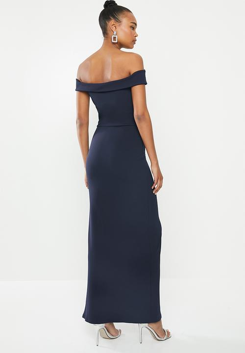 Missguided - Off shoulder twist front detail maxi - navy