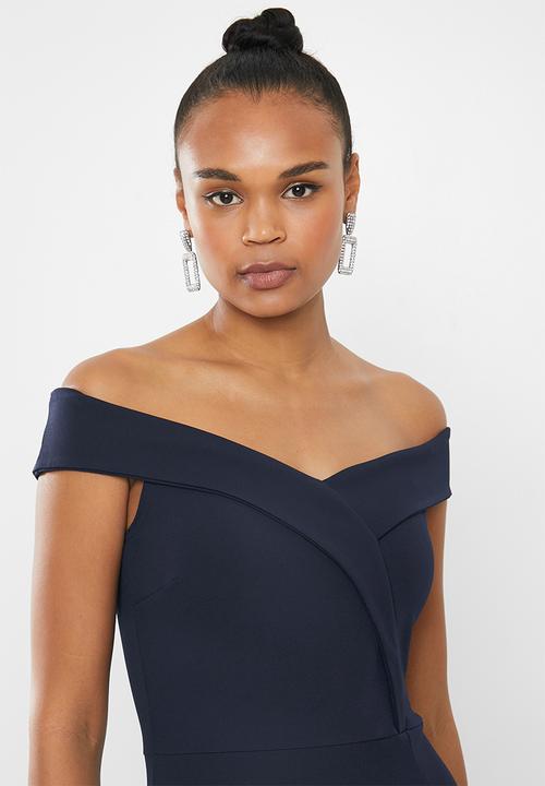 Missguided - Off shoulder twist front detail maxi - navy