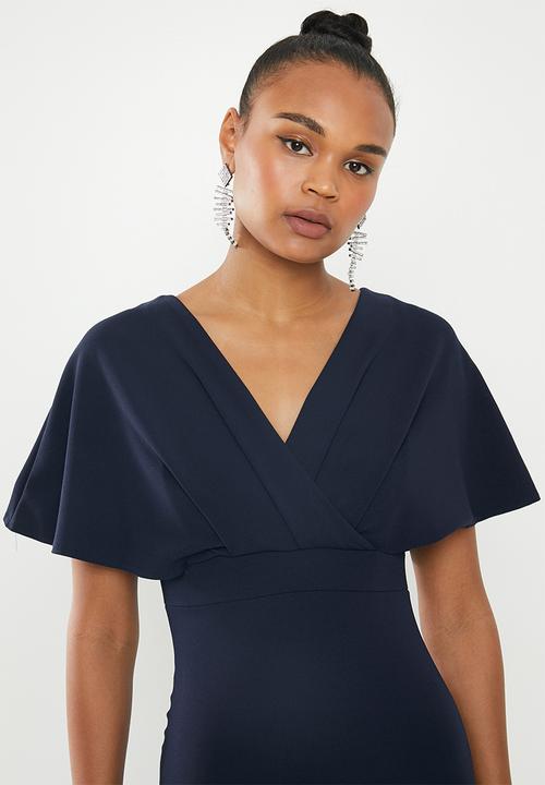 Missguided - Wrap kimono midi dress - navy
