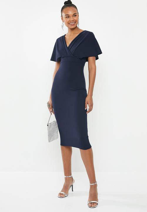 Missguided - Wrap kimono midi dress - navy