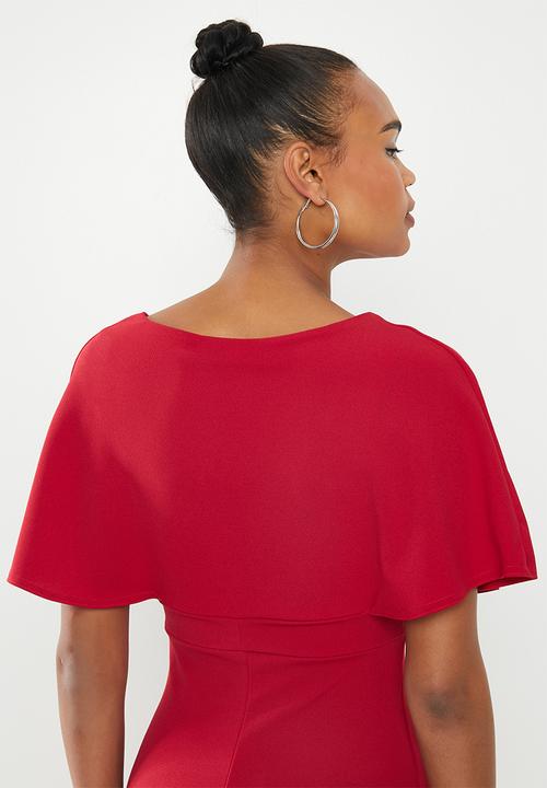 Missguided - Wrap kimono midi dress - red