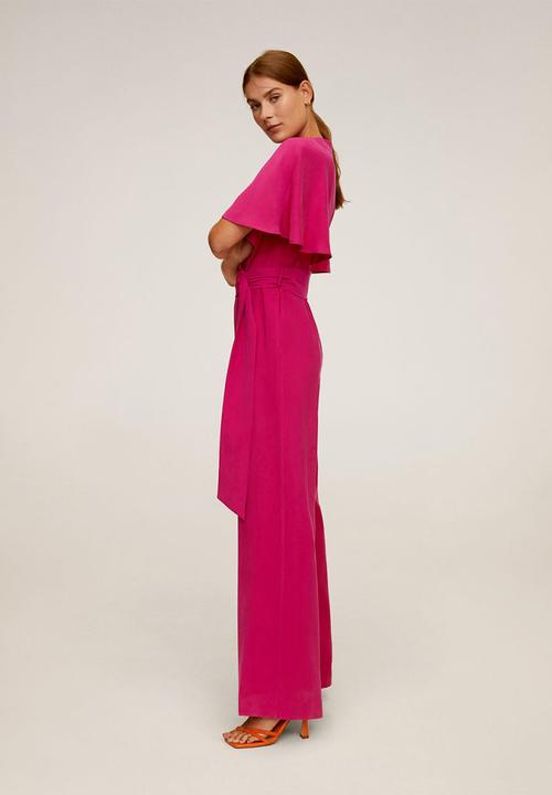 MANGO - Belt long jumpsuit - pink