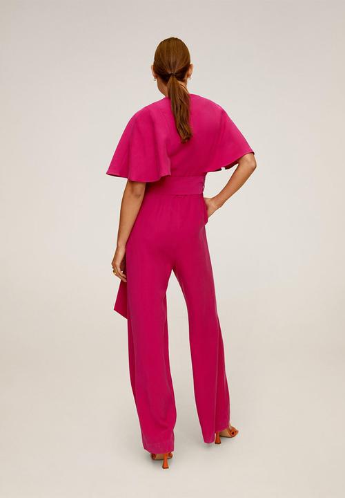 MANGO - Belt long jumpsuit - pink