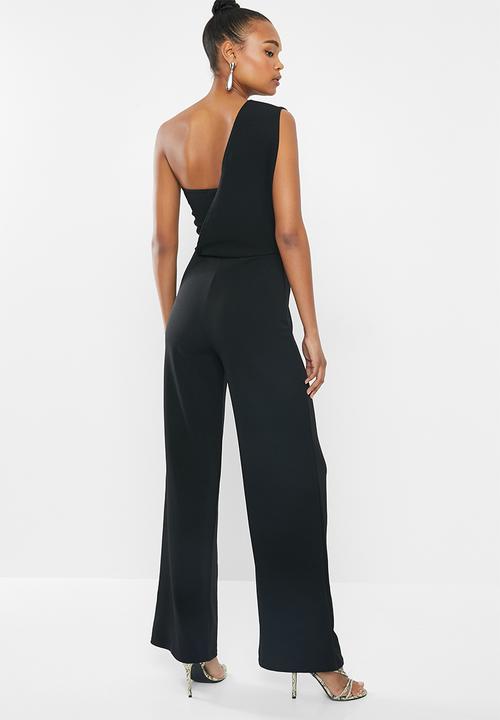 Missguided - One shoulder drape jumpsuit - black