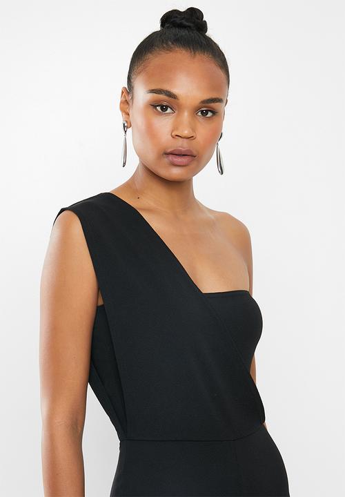 Missguided - One shoulder drape jumpsuit - black
