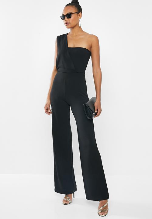 Missguided - One shoulder drape jumpsuit - black
