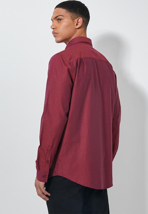 Superbalist - Barber regular fit long sleeve oxford shirt - burgundy