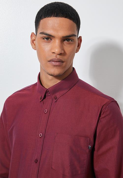 Superbalist - Barber regular fit long sleeve oxford shirt - burgundy
