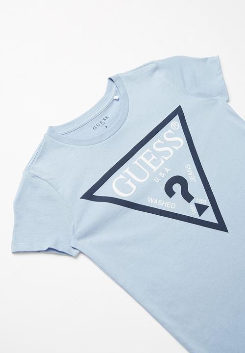 GUESS - Teens short sleeve guess core triangle crew tee - blue