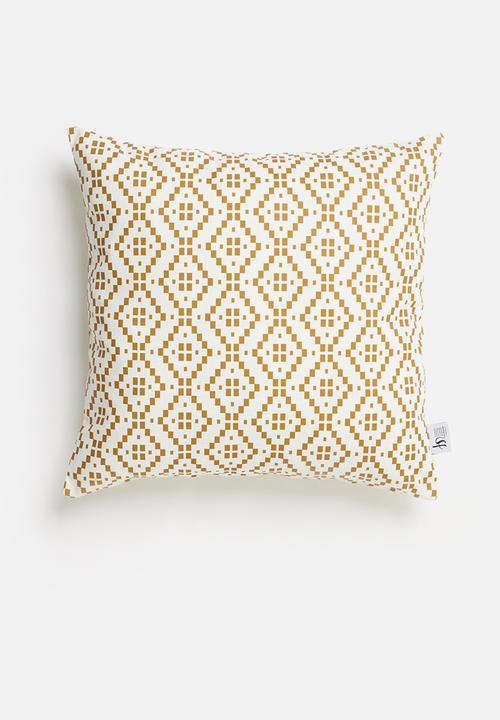 Sixth Floor - Waves printed cushion cover - mustard