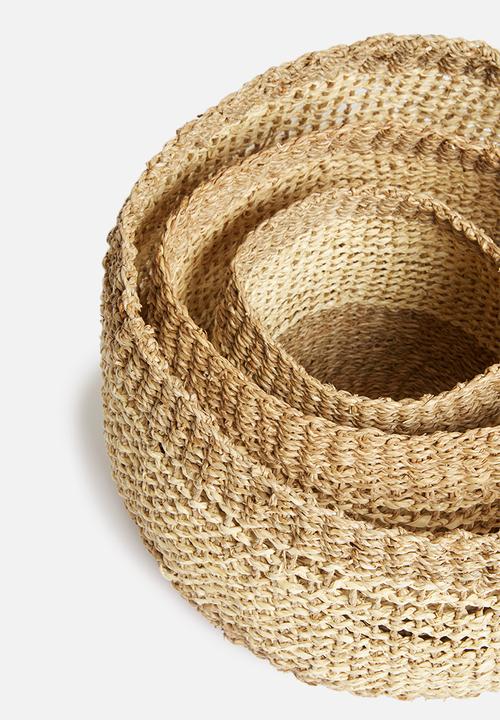 H&S - Round basket set of 3 - natural