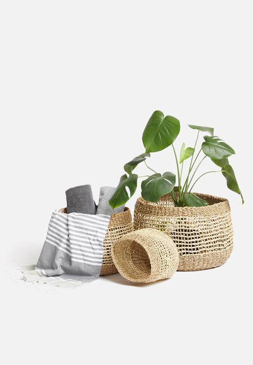 H&S - Round basket set of 3 - natural