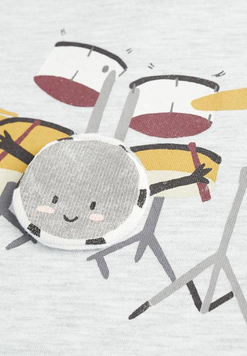 MANGO - T-shirt drums  - grey
