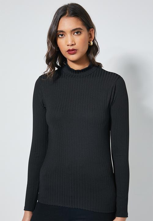 Superbalist - 2 Pack high neck slinky rib tops - beige & black