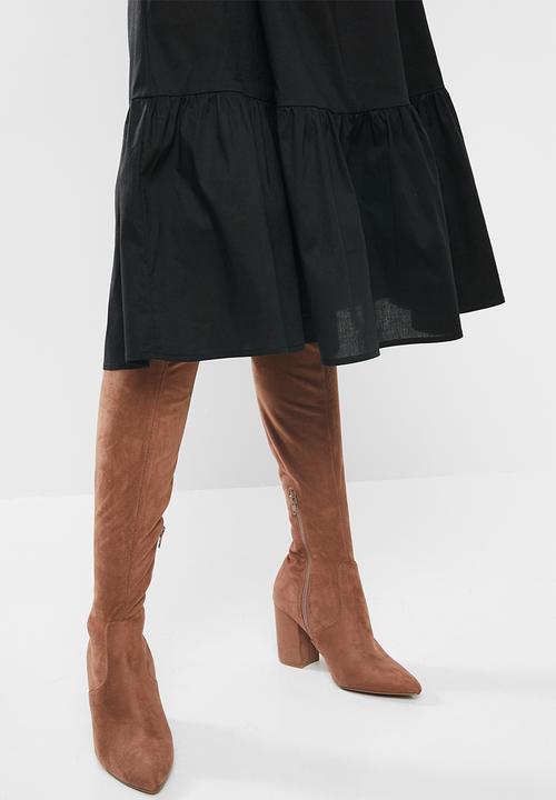 VELVET - Cotton v-neck tiered midi dress - black