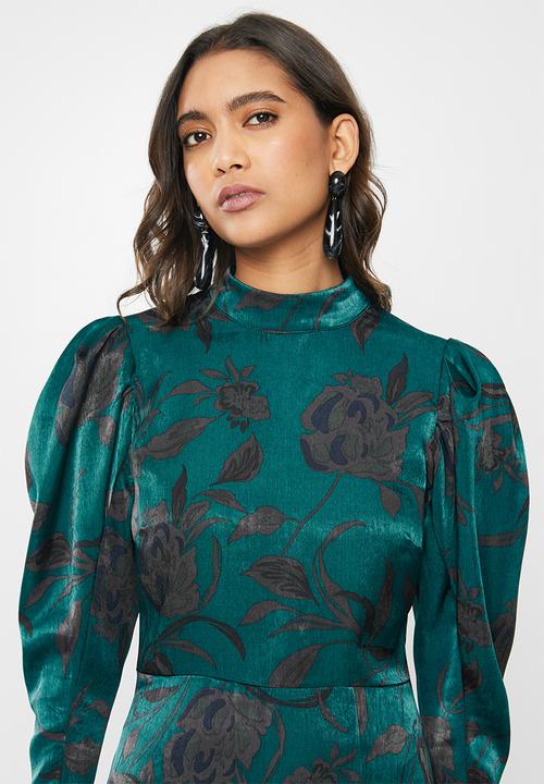 VELVET - Satin midi dress - teal
