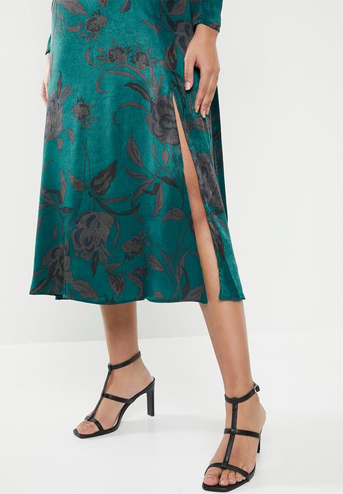 VELVET - Satin midi dress - teal