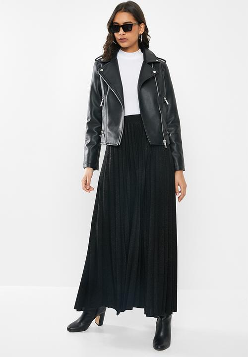 VELVET - Lurex maxi skirt - black