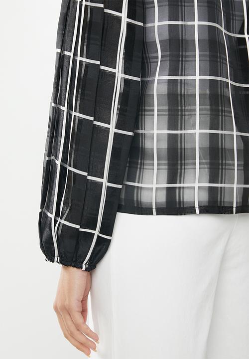 Me&B - Organza check origami shirt - black & white