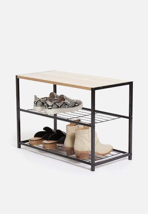 Storage Solutions - Shoe rack - black & natural