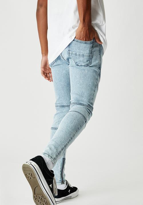 Factorie - Zip panel super skinny jean - pale acid blue
