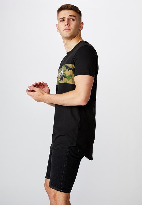 Factorie - Ny camo curved panel graphic T- shirt - black