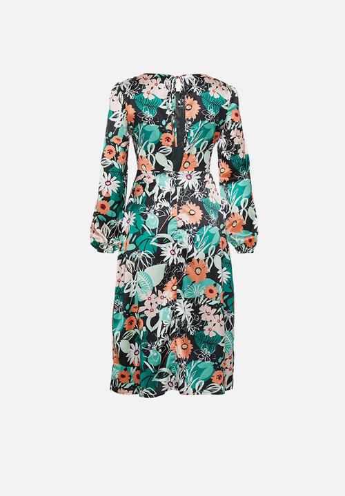 Glamorous - Petite long sleeve floral midi dress - multi