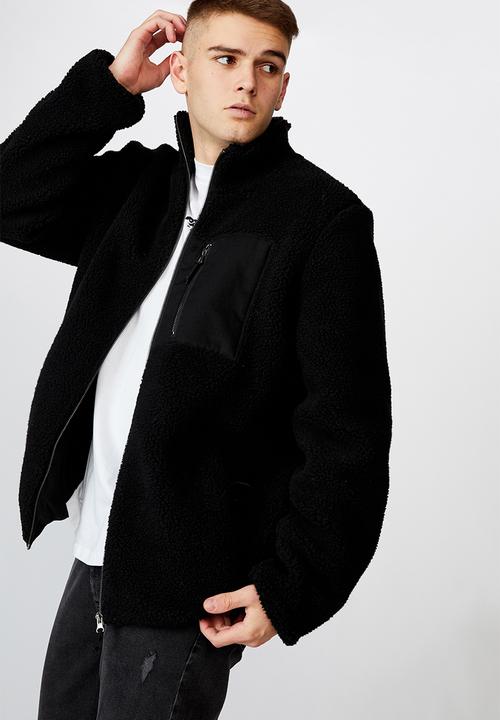 Factorie - Sherpa zip through jacket - black