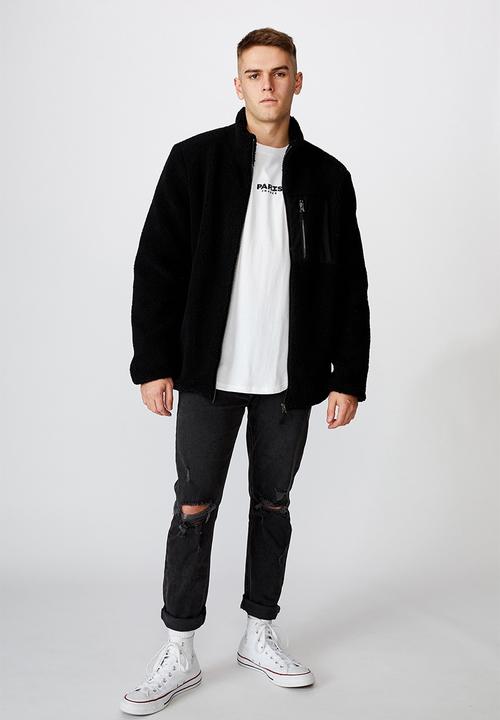 Factorie - Sherpa zip through jacket - black