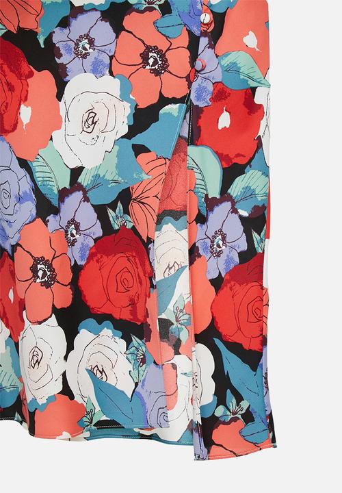 Glamorous - Petite large floral pencil skirt - multi